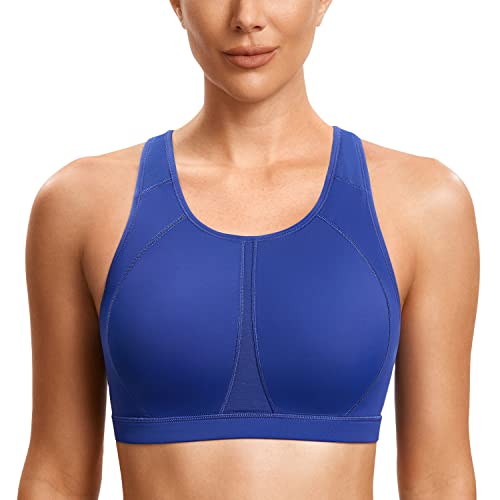 SYROKAN Damen Sport BH mit Einlagen,Vollschalen,ohne Bügel Running Bra Wellen Blau 80D von SYROKAN