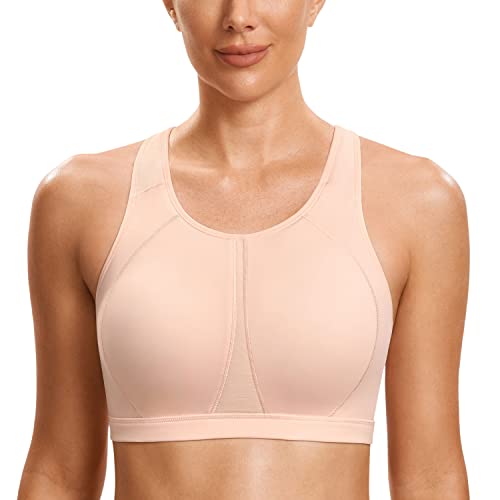 SYROKAN Damen Sport BH mit Einlagen,Vollschalen,ohne Bügel Running Bra Zuckerwatte Rosa 75B von SYROKAN