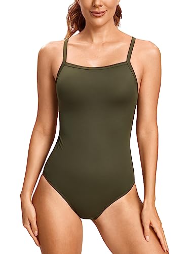 SYROKAN Damen Sport Badeanzug One Piece Trainings Profi Einteiler Bademode mit Cups Dunkle Olive 42 von SYROKAN