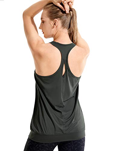 SYROKAN Damen Sport T-Shirt Tank Top - Ringerrücken Gym Elastische Fitness Olivgrün 36 von SYROKAN