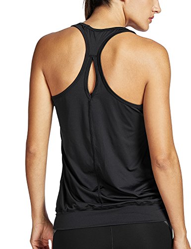 SYROKAN Damen Sport T-Shirt Tank Top - Ringerrücken Gym Elastische Fitness Schwarz 40 von SYROKAN