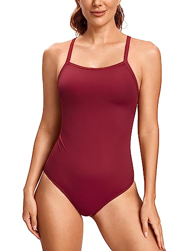 SYROKAN Damen Sport Badeanzug One Piece Trainings Profi Einteiler Bademode mit Cups Cerise 34 von SYROKAN