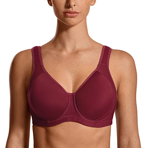 SYROKAN Damen Sport BH Starker Halt Verstellbarer X-Rücken, Große Brüste Leicht Gefüttert BHS mit bügel für Fitness Lauf Joggen Lila Aubergine 85D SYROKAN Damen Sport BH Starker Halt Verstellbarer X-Rücken, Große Brüste Leicht Gefüttert BHS mit bügel für Fitness Lauf Joggen Lila Aubergine 85D von SYROKAN