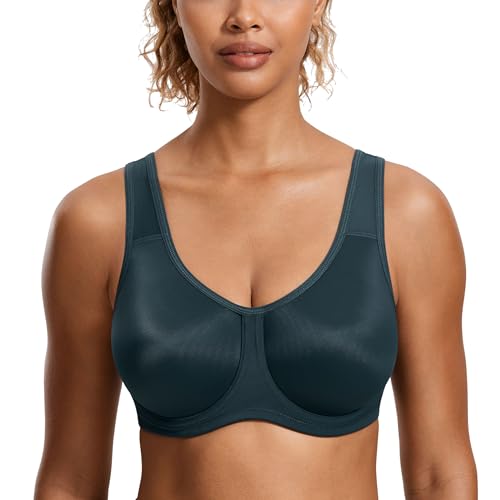 SYROKAN Damen Max Control Solid High Impact Plus Size Bügel-Sport-BH für große Brüste, Forest Dark Green, 75C SYROKAN Damen Max Control Solid High Impact Plus Size Bügel-Sport-BH für große Brüste, Forest Dark Green, 75C von SYROKAN