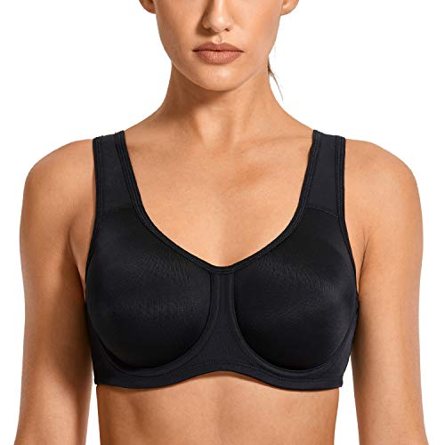 SYROKAN Damen Starker Halt Sports BH Große Brüste mit Bügel für Große Größen Schwarz 100F SYROKAN Damen Starker Halt Sports BH Große Brüste mit Bügel für Große Größen Schwarz 100F von SYROKAN