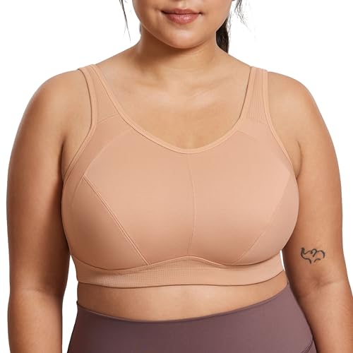 SYROKAN Große Brüste Sport BH Damen ohne Bügel Starker Halt Bustier Nicht Gepolstert Lauf Yoga BH Kaum Buff 75D von SYROKAN