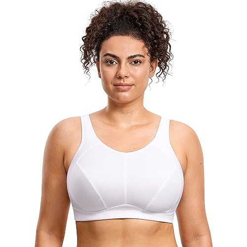 SYROKAN Große Brüste Sport BH Damen ohne Bügel Starker Halt Bustier Nicht Gepolstert Lauf Yoga BH Weiss 100E von SYROKAN