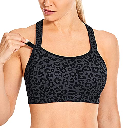 SYROKAN Sport BHS Mit Starkem Halt Leicht Gepolstert Vorderseite Verstellbare Riemen Top für Damen Leopard Gedruckt 1 -A281 70B von SYROKAN