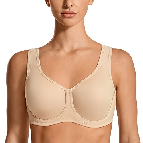 syrokan Damen Max Control massiv High Impact Plus Größe Bügel Sport-BH, beige, Size 90C von SYROKAN
