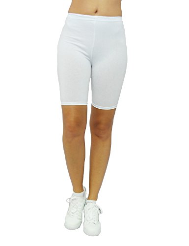 Damen Shorts Kurze Leggings Hotpants Sport Baumwolle Weiss L von SYS