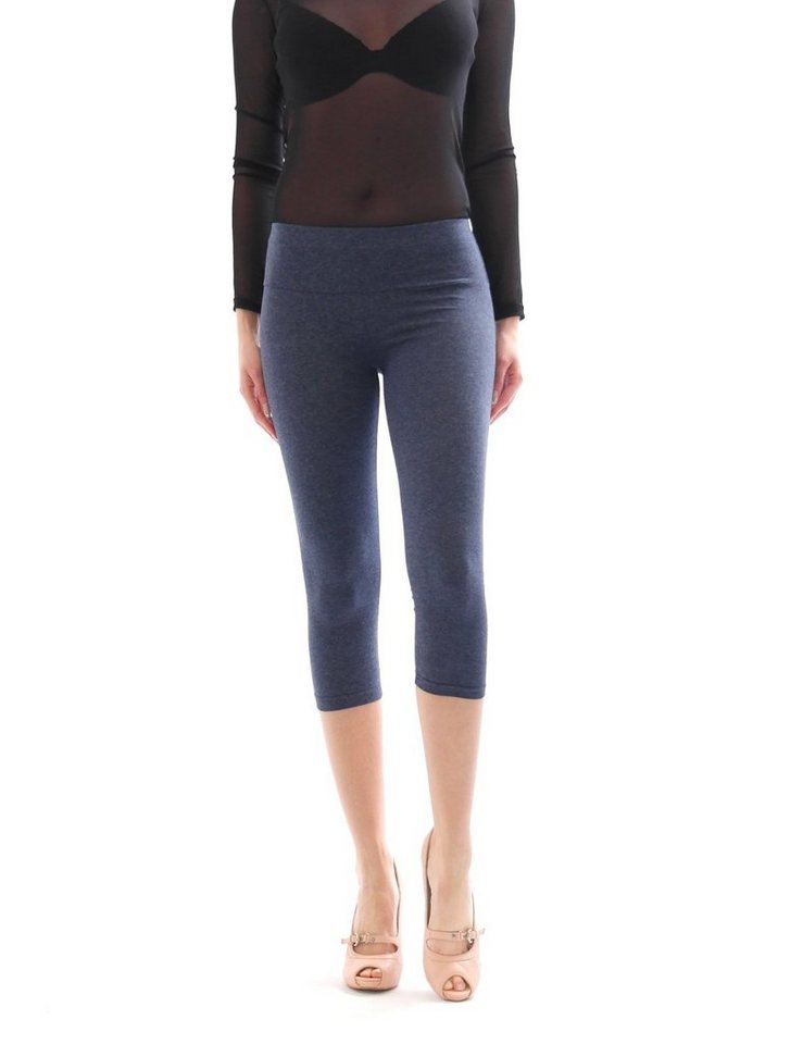 SYS Caprileggings Capri Leggings hoher Bund mit Taschen 3/4 Leggins Hose Baumwolle Damen von SYS