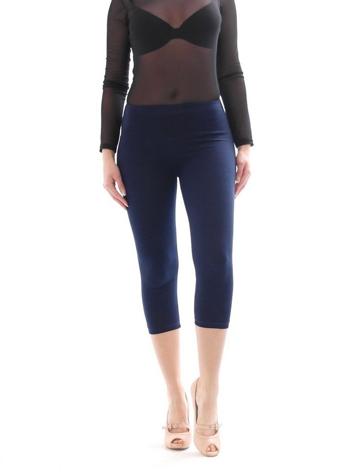 SYS Caprileggings Capri Leggings hoher Bund mit Taschen 3/4 Leggins Hose Baumwolle Damen von SYS