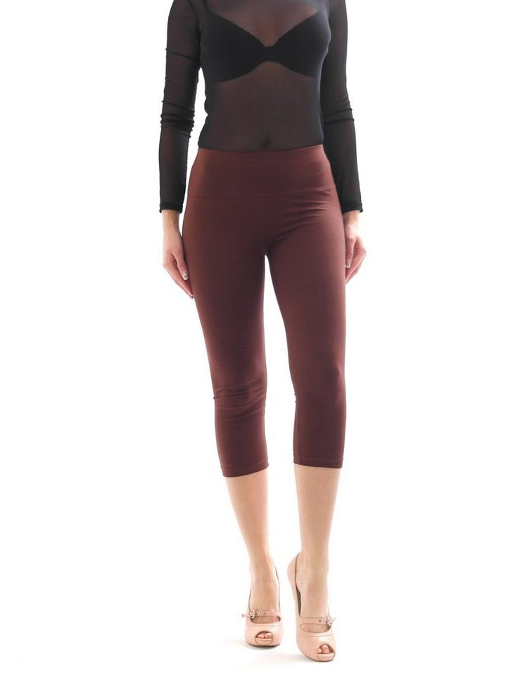 SYS Caprileggings Capri Leggings hoher Bund mit Taschen 3/4 Leggins Hose Baumwolle Damen von SYS