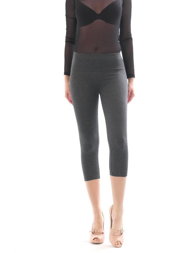 SYS Caprileggings Capri Leggings hoher Bund mit Taschen 3/4 Leggins Hose Baumwolle Damen von SYS