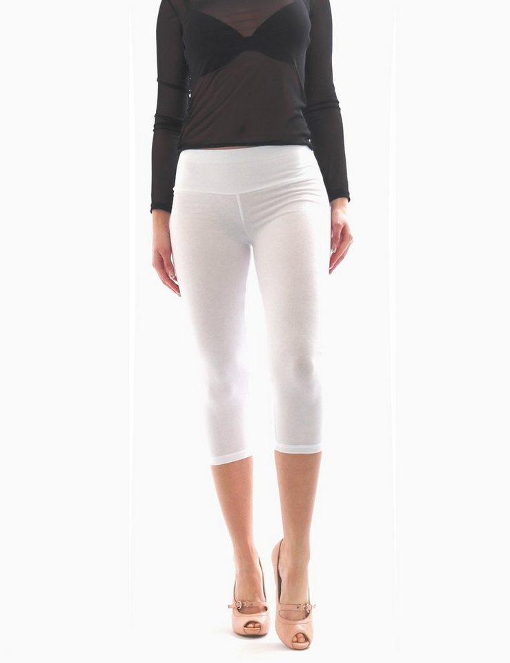 SYS Caprileggings Capri Leggings hoher Bund mit Taschen 3/4 Leggins Hose Baumwolle Damen von SYS
