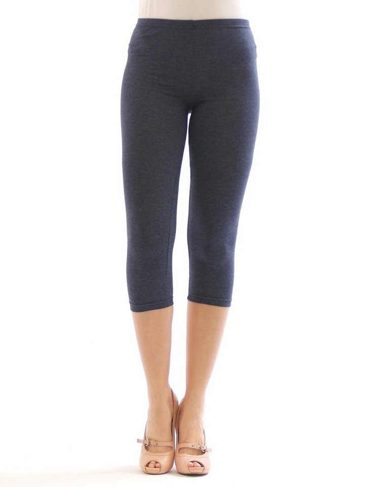 SYS Caprileggings Damen 3/4 Capri Leggings Leggins kurze Knie Hose Baumwolle von SYS