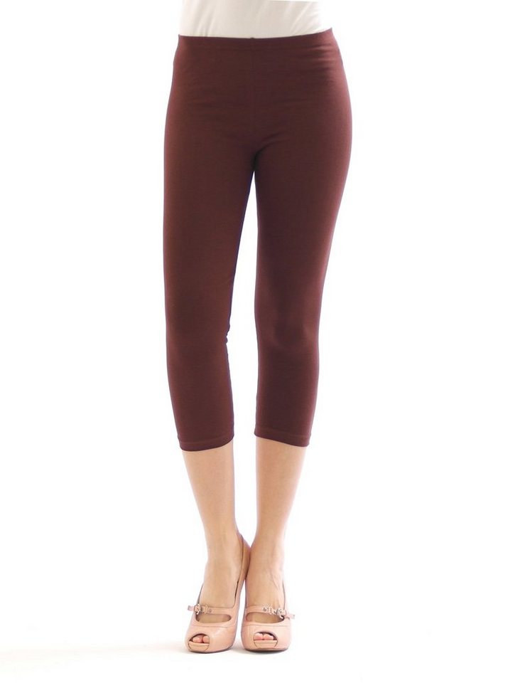 SYS Caprileggings Damen 3/4 Capri Leggings Leggins kurze Knie Hose Baumwolle von SYS