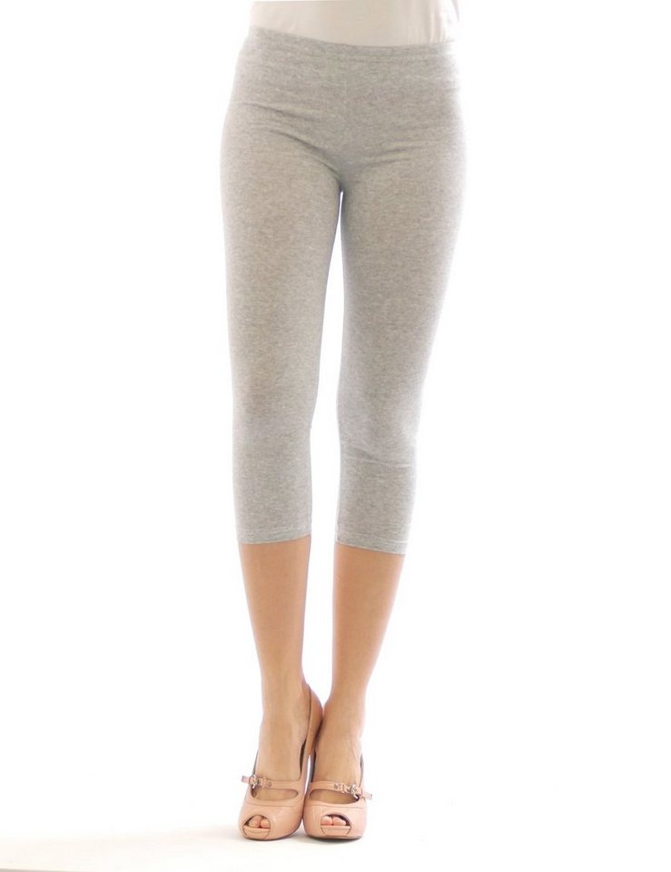 SYS Caprileggings Damen 3/4 Capri Leggings Leggins kurze Knie Hose Baumwolle von SYS