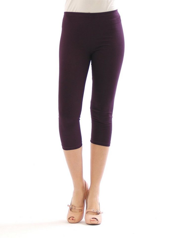 SYS Caprileggings Damen 3/4 Capri Leggings Leggins kurze Knie Hose Baumwolle von SYS