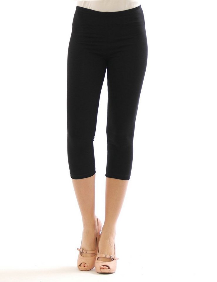 SYS Caprileggings Damen 3/4 Capri Leggings Leggins kurze Knie Hose Baumwolle von SYS