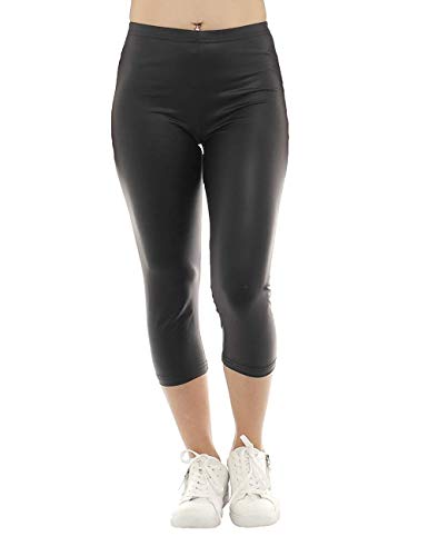 SYS Damen Capri Leggings Glanz-Matt Kunstleder Hose Hüfte schwarz XXL von SYS