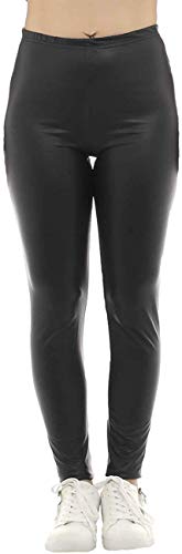 SYS Damen Leggings lang Hüftbund Hose Glanz-Matt Latex Kunstleder Optik schwarz XXL von SYS