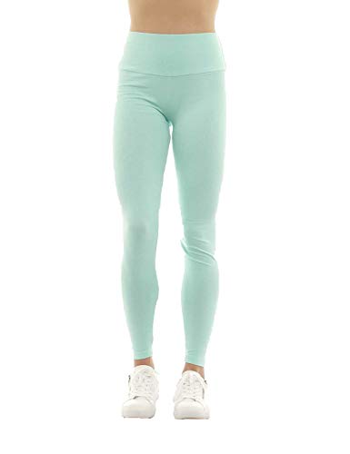 SYS Damen Leggings lang hoher Bund Hose Baumwolle Aquamarine XXL von SYS