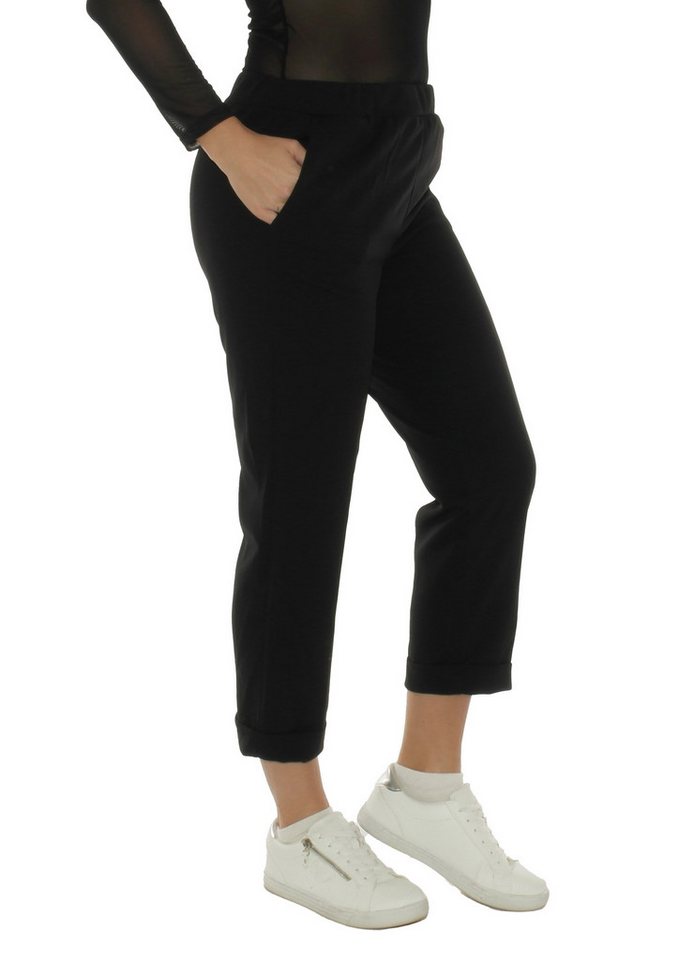 SYS Schlupfchinohose Stoffhose Damen Chinohose Slim Fit 7/8 Damenhose bequeme Chino Hose ze Dehnbund, Umschlagsaum, zwei Vordertaschen von SYS