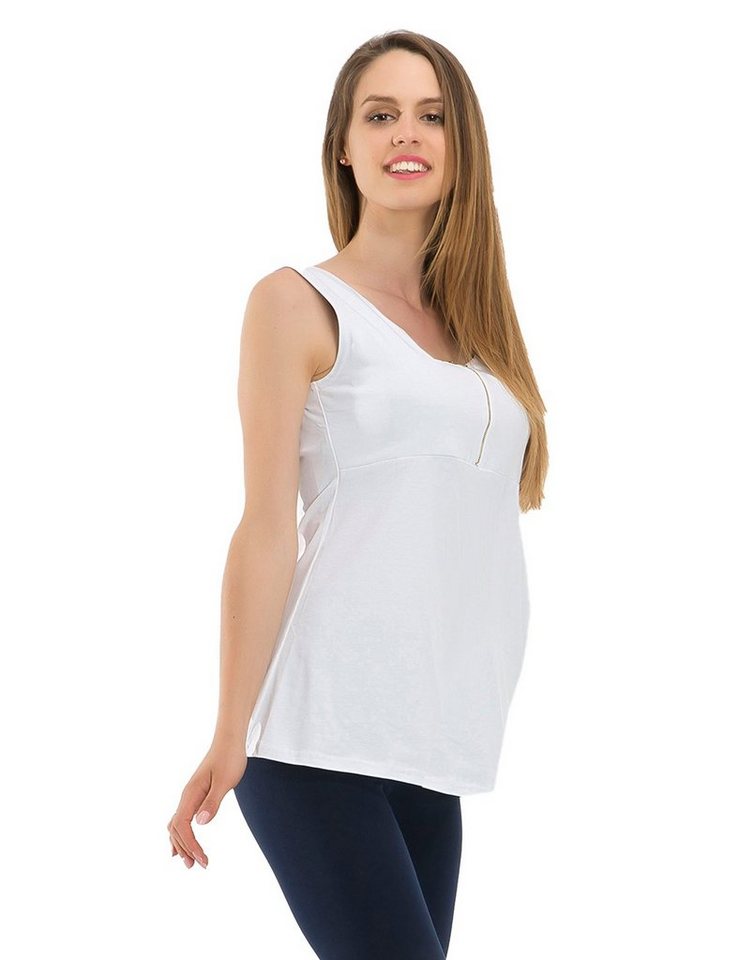 SYS Umstandsshirt Umstand Shirt Ärmellos Top Tank Tanktop Reißverschluss Bluse von SYS