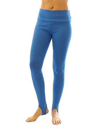 Thermo Leggings lang mit Steg Baumwolle Fleece warm weich blau XXXL von SYS