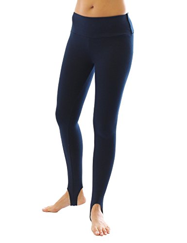 Thermo Leggings lang mit Steg Baumwolle Fleece warm weich dunkelblau XXL von SYS