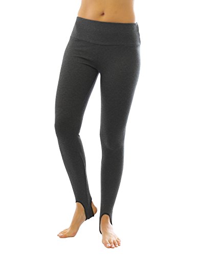 Thermo Leggings lang mit Steg Baumwolle Fleece warm weich dunkelgrau XL von SYS