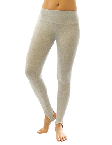 Thermo Leggings lang mit Steg Baumwolle Fleece warm weich hellgrau XXXL von SYS