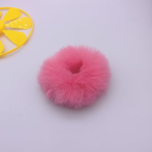 10 Stück Kunstpelz Haargummis,Plüsch Haargummis Flauschige Elastische Haargummis Pferdeschwanz Halter Zubehör Haarband Pom Pom Stirnbänder Baby Scrunchies für Frauen Mädchen -Pink von SYSUII