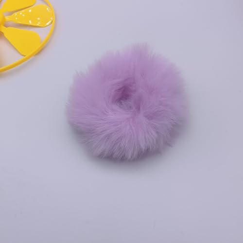 10 Stück Kunstpelz Haargummis,Plüsch Haargummis Flauschige Elastische Haargummis Pferdeschwanz Halter Zubehör Haarband Pom Pom Stirnbänder Baby Scrunchies für Frauen Mädchen -helles Lila von SYSUII