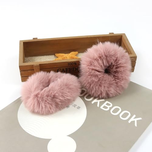 10 Stück Plüsch Haargummis aus Kunstfell Pelzig Elastische Baby Scrunchies Flauschig Haarband Pompon Stirnbänder Haargummis Pferdeschwanz Halter Zubehör Haarschmuck für Frauen Mädchen -Lila rosa von SYSUII