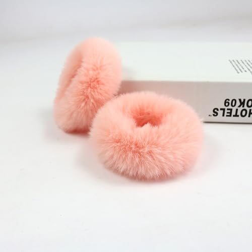 10 Stück Plüsch Haargummis aus Kunstfell Pelzig Elastische Baby Scrunchies Flauschig Haarband Pompon Stirnbänder Haargummis Pferdeschwanz Halter Zubehör Haarschmuck für Frauen Mädchen -Rosa #2 von SYSUII