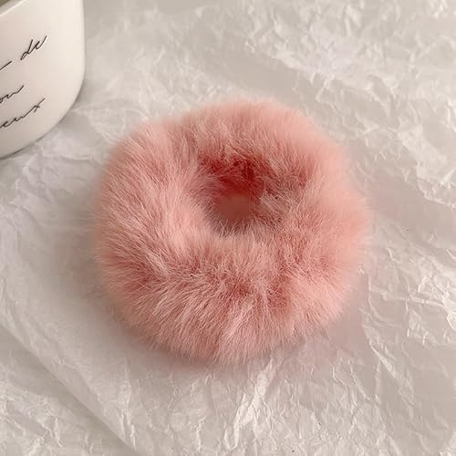 12 Stück Pelziges Haargummi Für Mädchen, Flauschige Plüsch-Kunstkaninchenfell-Haargummis Elastische Haarbänder Haarband Pompon Haargummis Kunstpelz Haarseil Pferdeschwanz Halter Zubehör für Frauen von SYSUII