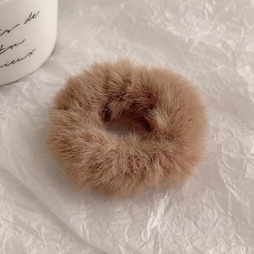 12 Stück Pelziges Haargummi Für Mädchen, Flauschige Plüsch-Kunstkaninchenfell-Haargummis Elastische Haarbänder Haarband Pompon Haargummis Kunstpelz Haarseil Pferdeschwanz Halter Zubehör für Frauen von SYSUII