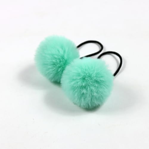 15 Stück Baby Mädchen Pom Pom Haargummis Elastisches Haarband Stirnband Weichgummi Haarband Flauschige Pferdeschwanzhalter Haargummiband Niedlicher Plüschball für Kleinkinder Kinder -Grün von SYSUII