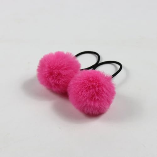 15 Stück Baby Mädchen Pom Pom Haargummis Elastisches Haarband Stirnband Weichgummi Haarband Flauschige Pferdeschwanzhalter Haargummiband Niedlicher Plüschball für Kleinkinder Kinder -Rose Rot von SYSUII