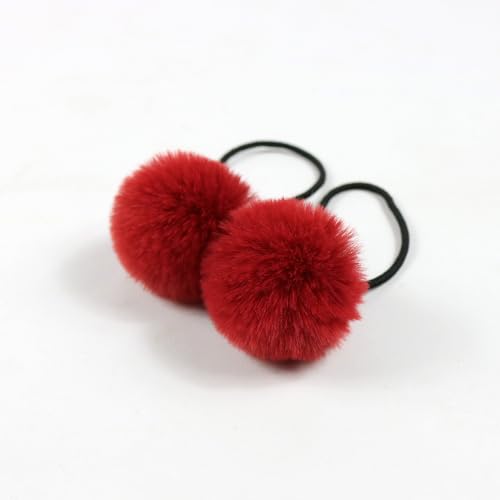 15 Stück Baby Mädchen Pom Pom Haargummis Elastisches Haarband Stirnband Weichgummi Haarband Flauschige Pferdeschwanzhalter Haargummiband Niedlicher Plüschball für Kleinkinder Kinder -Weinrot von SYSUII