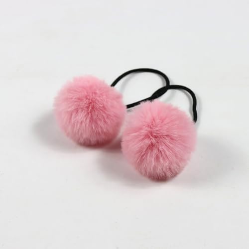 15 Stück Baby Mädchen Pom Pom Haargummis Elastisches Haarband Stirnband Weichgummi Haarband Flauschige Pferdeschwanzhalter Haargummiband Niedlicher Plüschball für Kleinkinder Kinder -dunkelpink von SYSUII