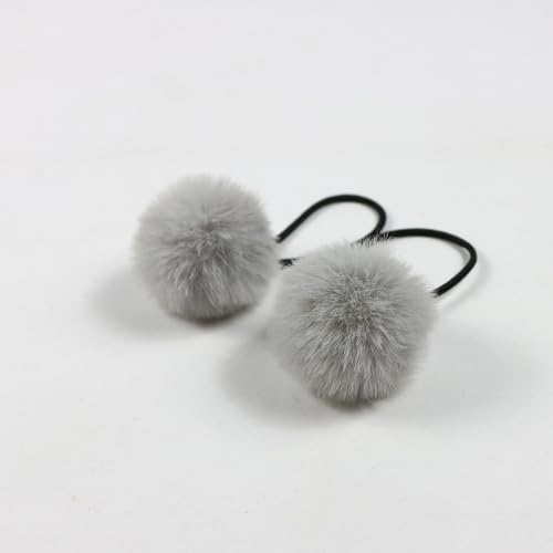 15 Stück Baby Mädchen Pom Pom Haargummis Elastisches Haarband Stirnband Weichgummi Haarband Flauschige Pferdeschwanzhalter Haargummiband Niedlicher Plüschball für Kleinkinder Kinder -hellgrau von SYSUII