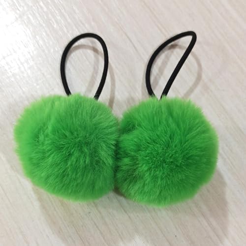 15 Stück Baby Mädchen Pom Pom Haargummis Elastisches Haarband Stirnband Weichgummi Haarband Flauschige Pferdeschwanzhalter Haargummiband Niedlicher Plüschball für Kleinkinder Kinder -hellgrün von SYSUII