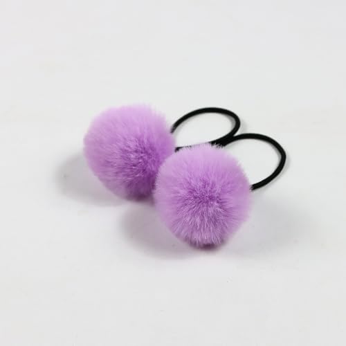 15 Stück Baby Mädchen Pom Pom Haargummis Elastisches Haarband Stirnband Weichgummi Haarband Flauschige Pferdeschwanzhalter Haargummiband Niedlicher Plüschball für Kleinkinder Kinder -lila von SYSUII