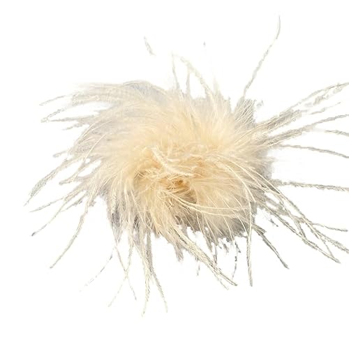 2 Stücke Feder Brosche für Frauen Mädchen, Natürliche Straußenfeder Ansteckbrosche Federbrosche Pins Kleid Zubehör Haar Accessoire Fascinators Kopfbedeckung für Hochzeit Party Festival-Beige von SYSUII
