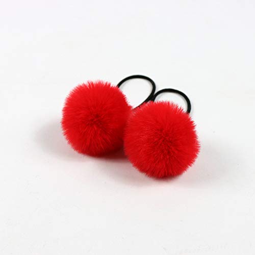 25 Stück Baby Mädchen Pom Pom Haargummis Elastisches Haarband Stirnband Weichgummi Haarband Flauschige Pferdeschwanzhalter Haargummiband Niedlicher Plüschball für Kleinkinder Kinder -Rot von SYSUII