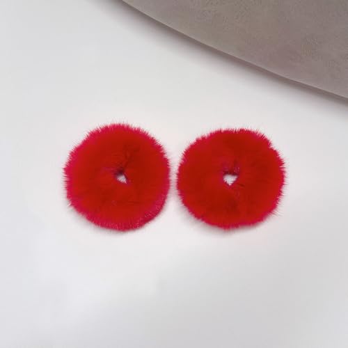 4 Stück Plüsch Haargummis für Kinder Mädchen Kunstfell Pelzig Chinesischen Stil Elastische Scrunchies Flauschig Haarband Pompon Stirnbänder Haargummis Pferdeschwanz Halter Zubehör Haarschmuck von SYSUII