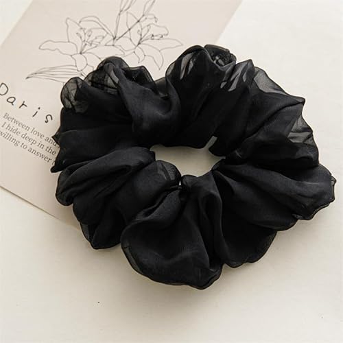 5 Stück Haargummis Scrunchies für Frauen Mädchen Chiffon Scrunchies Haargummis Weiche elastische Haarbänder Haarschmuck Haar-Styling-Zubehör für Damen, Kinder, Sommer, Badezimmer, Spa -Schwarz von SYSUII
